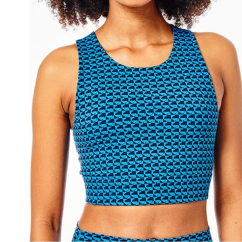 Addison Bay lake geo Chevron blue Sports Bra ladies size xs